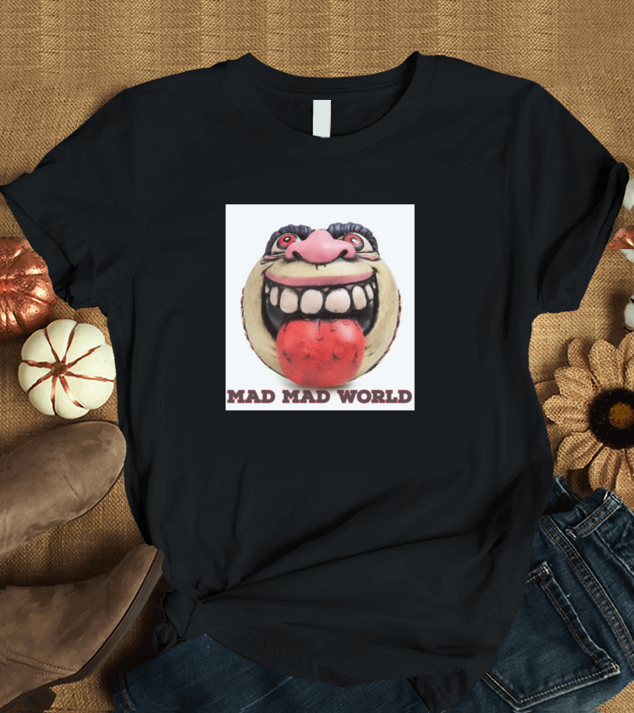 MAD MAD WORLD Madball Character with Playful Expression T-Shirt
