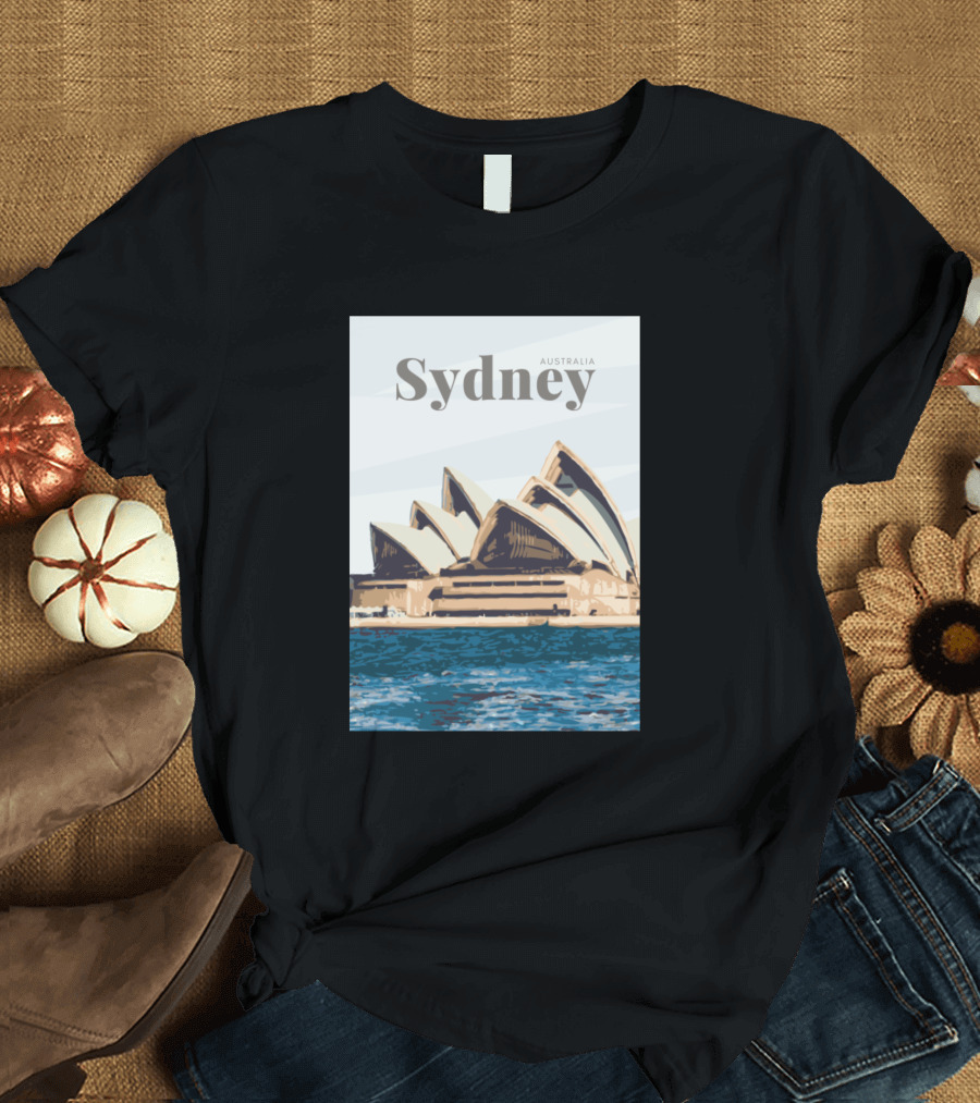 Sydney Australia Opera House Watercolor Art Scene T-Shirt