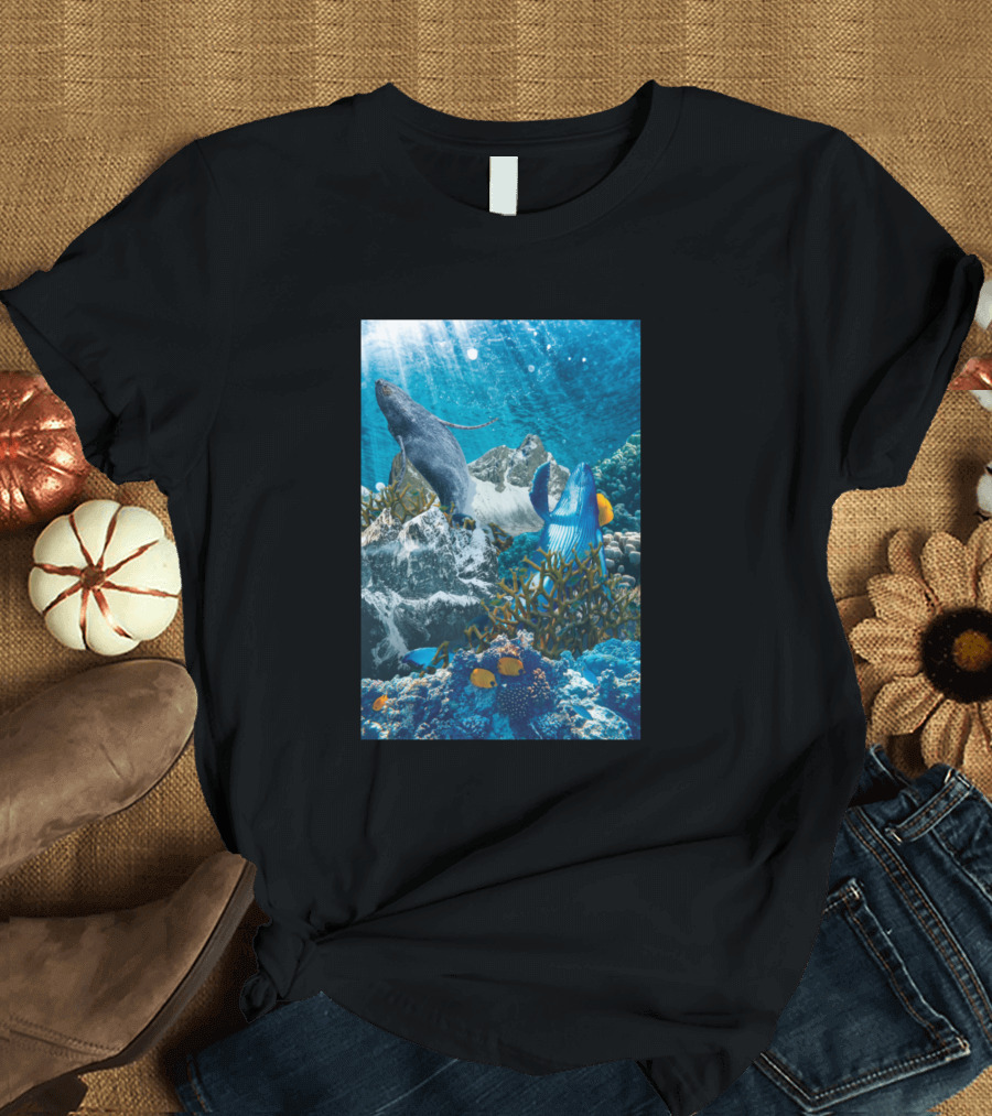 Hiking Underwater Adventure with Sea Creatures and Coral Reefs T-Shirt