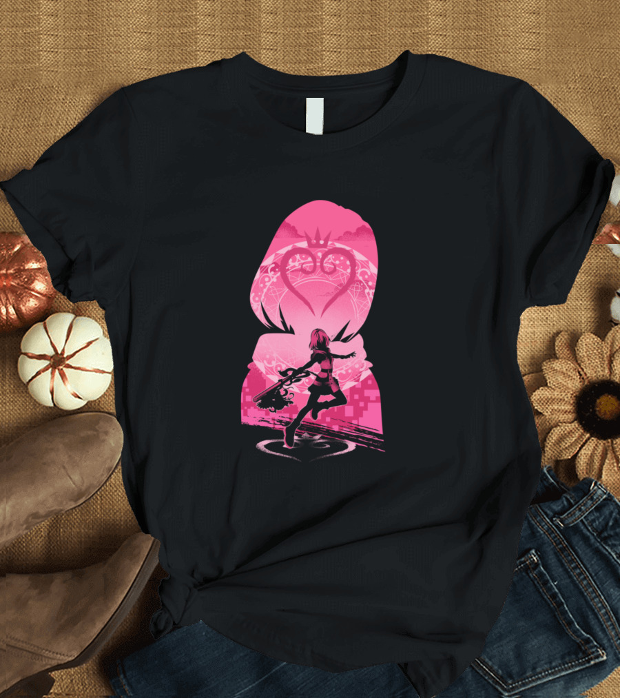 Kairi Silhouette with Keyblade and Heart Crest T-Shirt