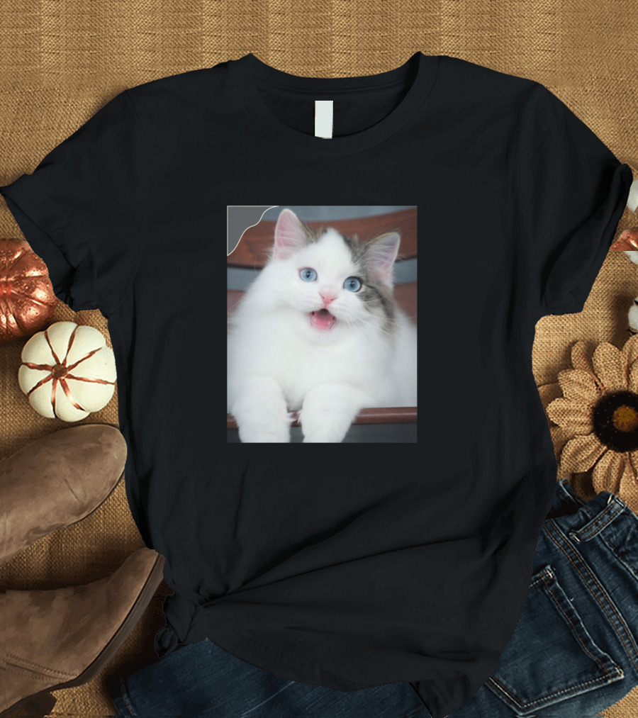 The Blue Eyes Cats Fluffy White Kitten T-Shirt