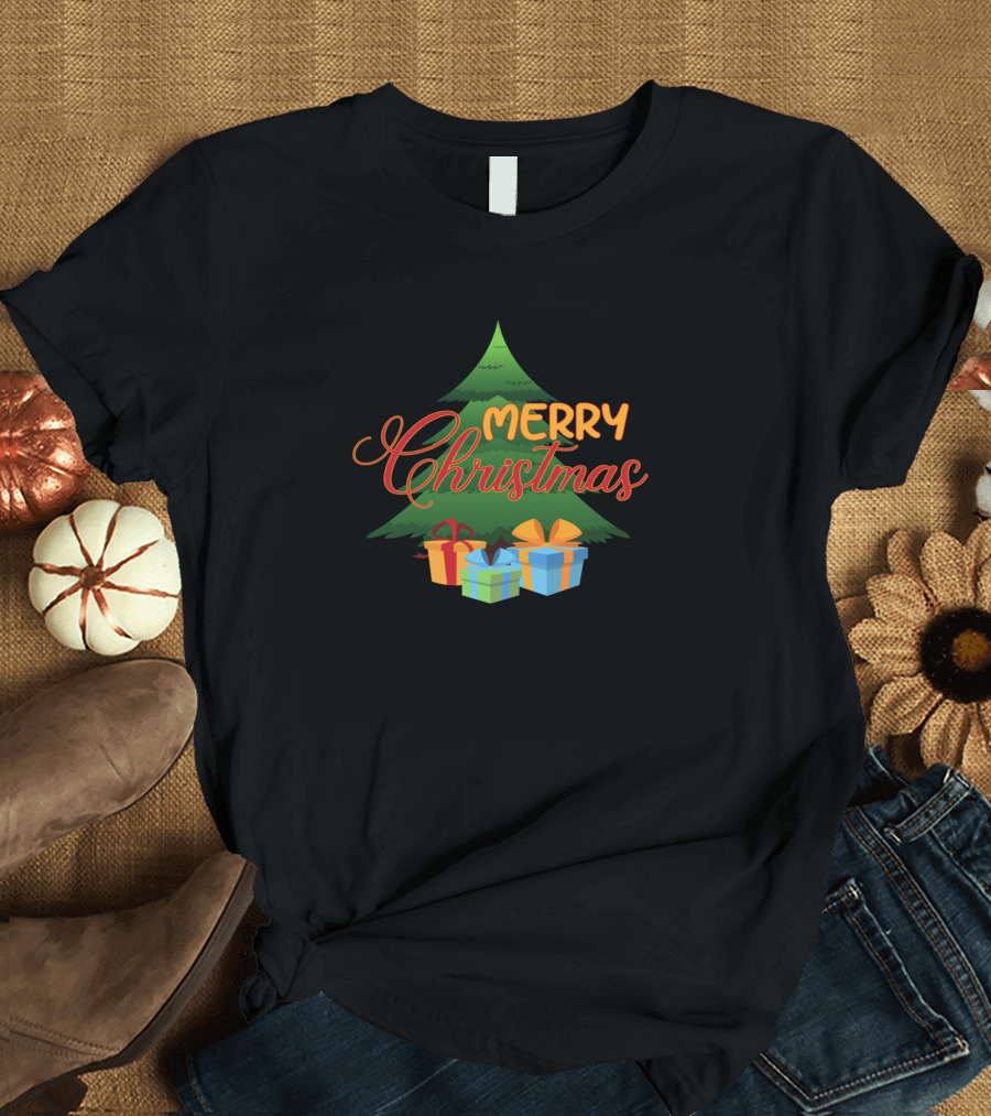 Merry Christmas Tree with Colorful Presents T-Shirt