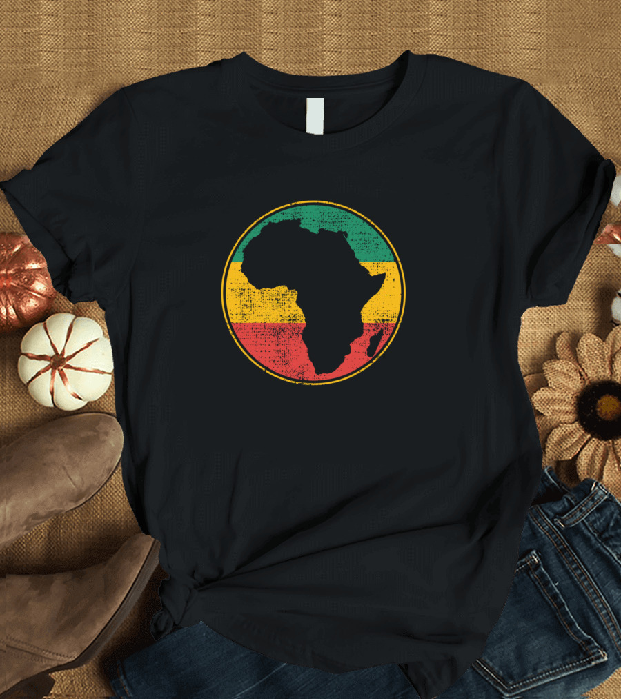 Africa Vintage Retro Map Tanzania Namibia Kenya Rasta Colors T-Shirt
