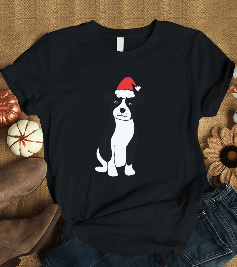 Christmas Pit Bull Santa Hat T-Shirt