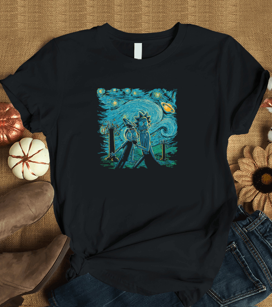 The Starry Night Rick and Morty Impressionist Science T-Shirt