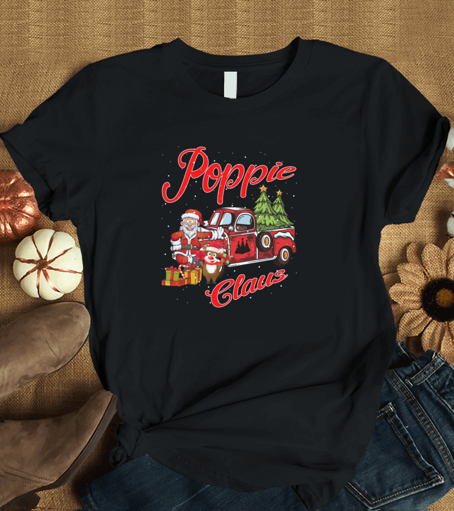 Poppie Claus Santa Truck Christmas Funny Mimi T-Shirt