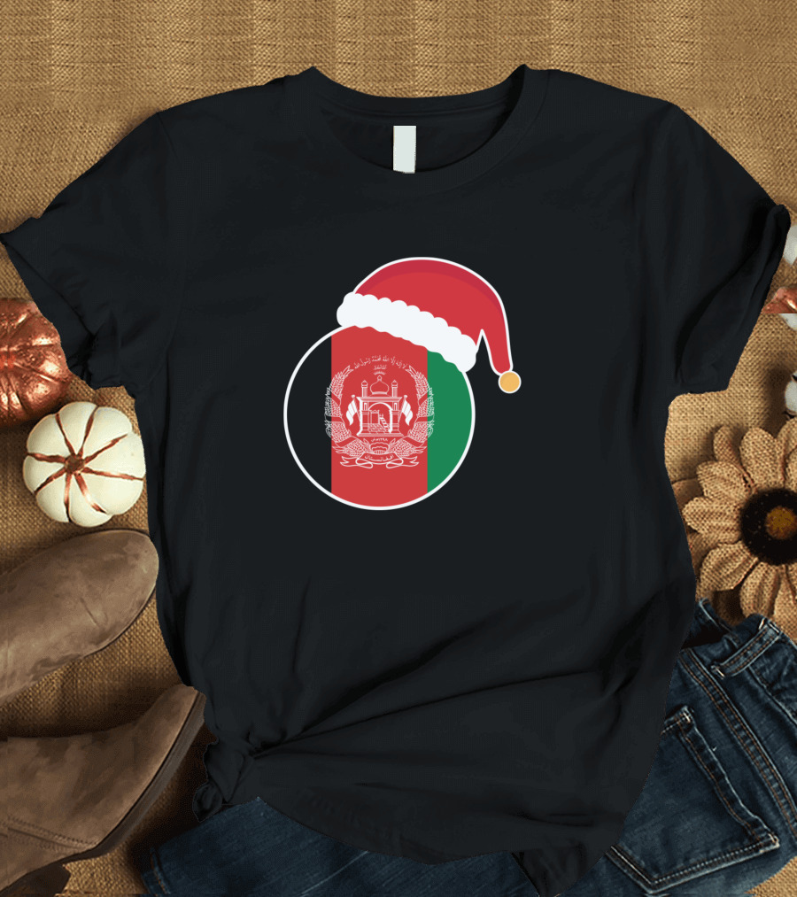 Christmas Afghan Flag Santa Claus Hat T-Shirt