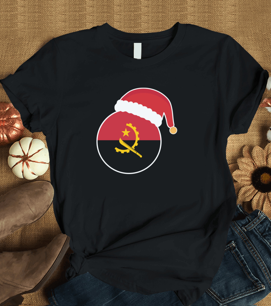 Christmas Angola Flag with Santa Hat T-Shirt