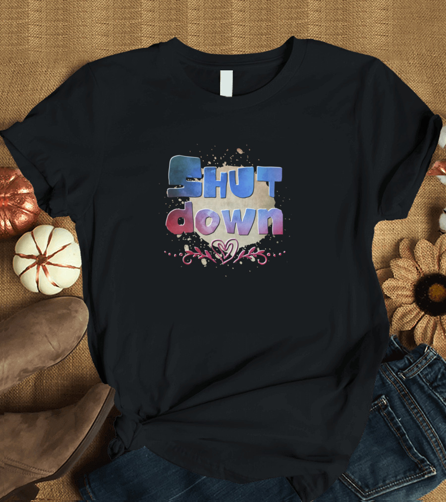 Shut Down Heart Accent Paint Splash T-Shirt