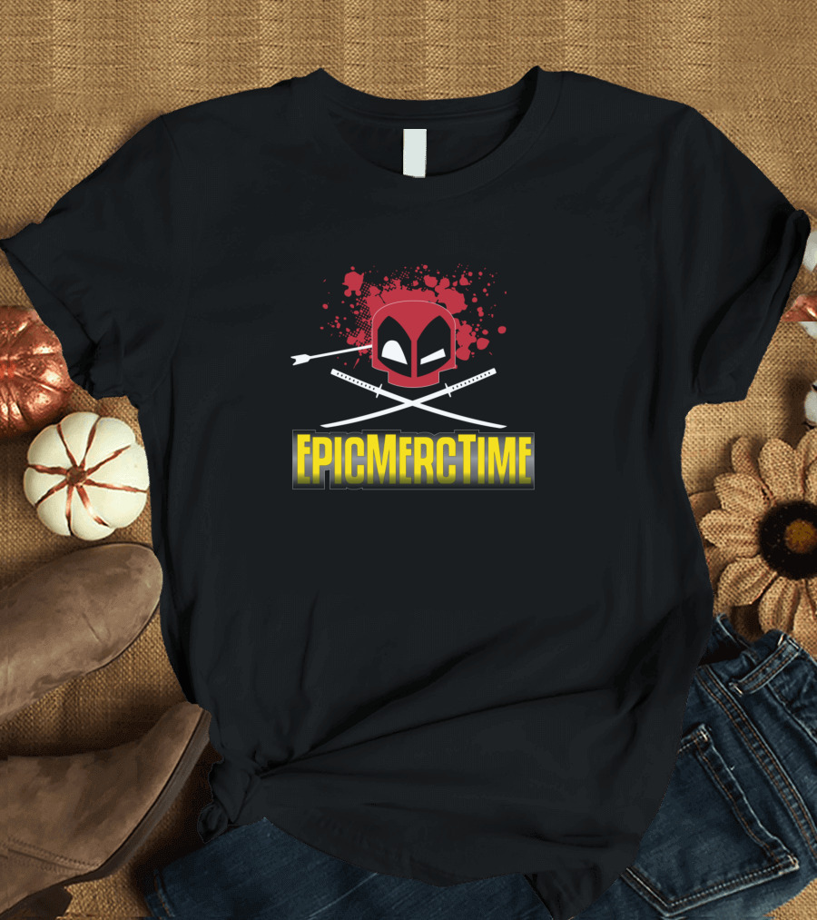 Epic Merc Time Red Mask Swords Arrow Splash T-Shirt