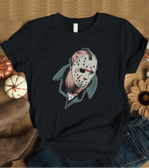 T-Shirt: Jason Voorhees Hockey Mask Collared Jacket T-Shirt Jason Voorhees Hockey Mask Collared Jacket T-Shirt