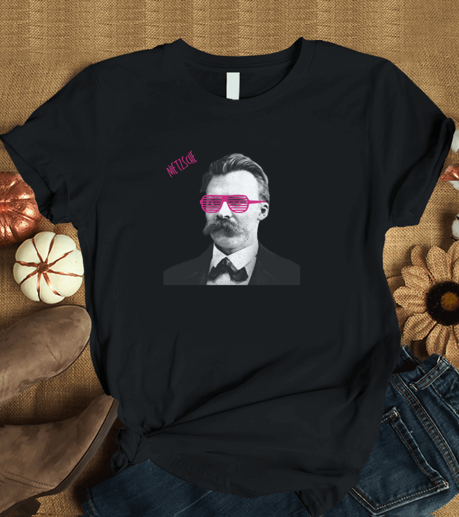 Nietzsche Sunglasses Retro Style Black and Pink T-Shirt