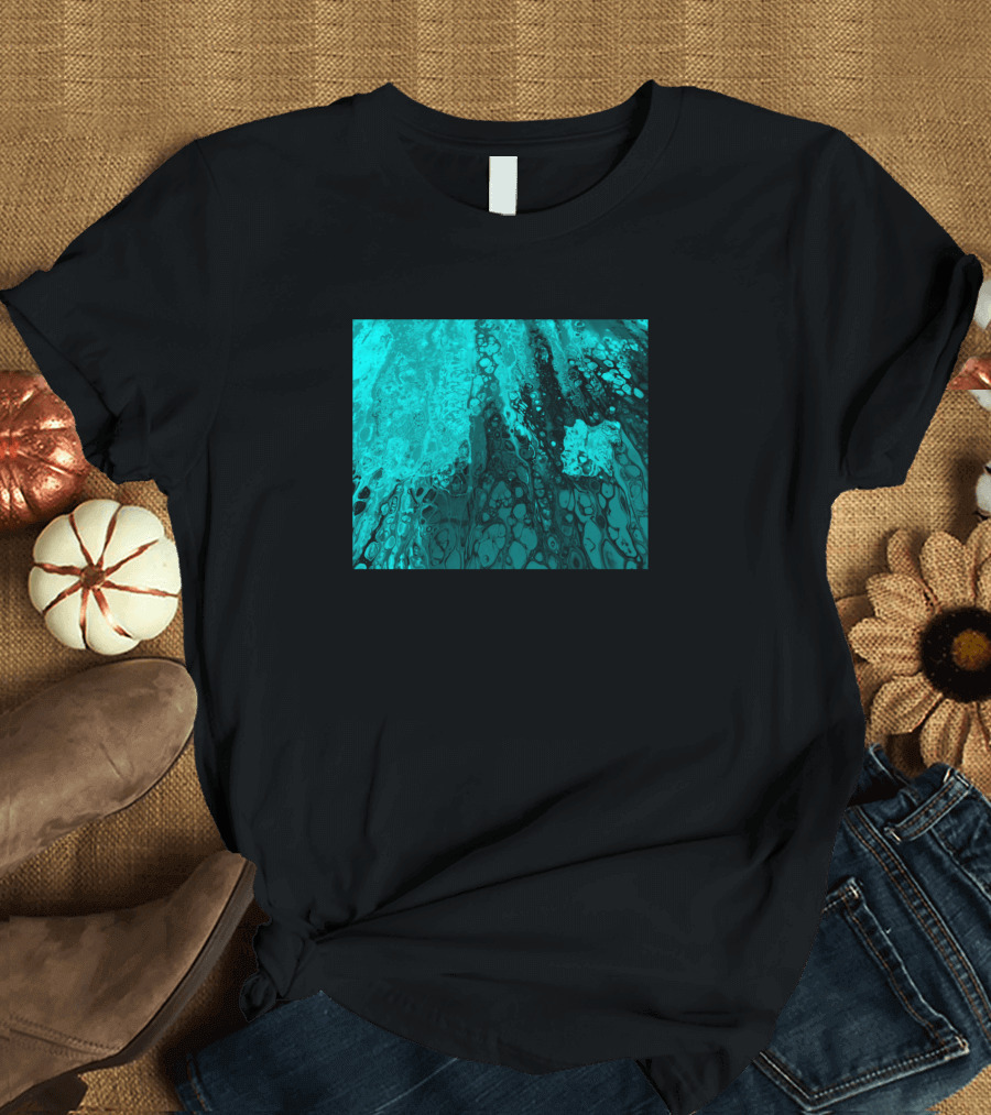 Turquoise Cold As Ice Batik Marble Style Aqua Texture T-Shirt