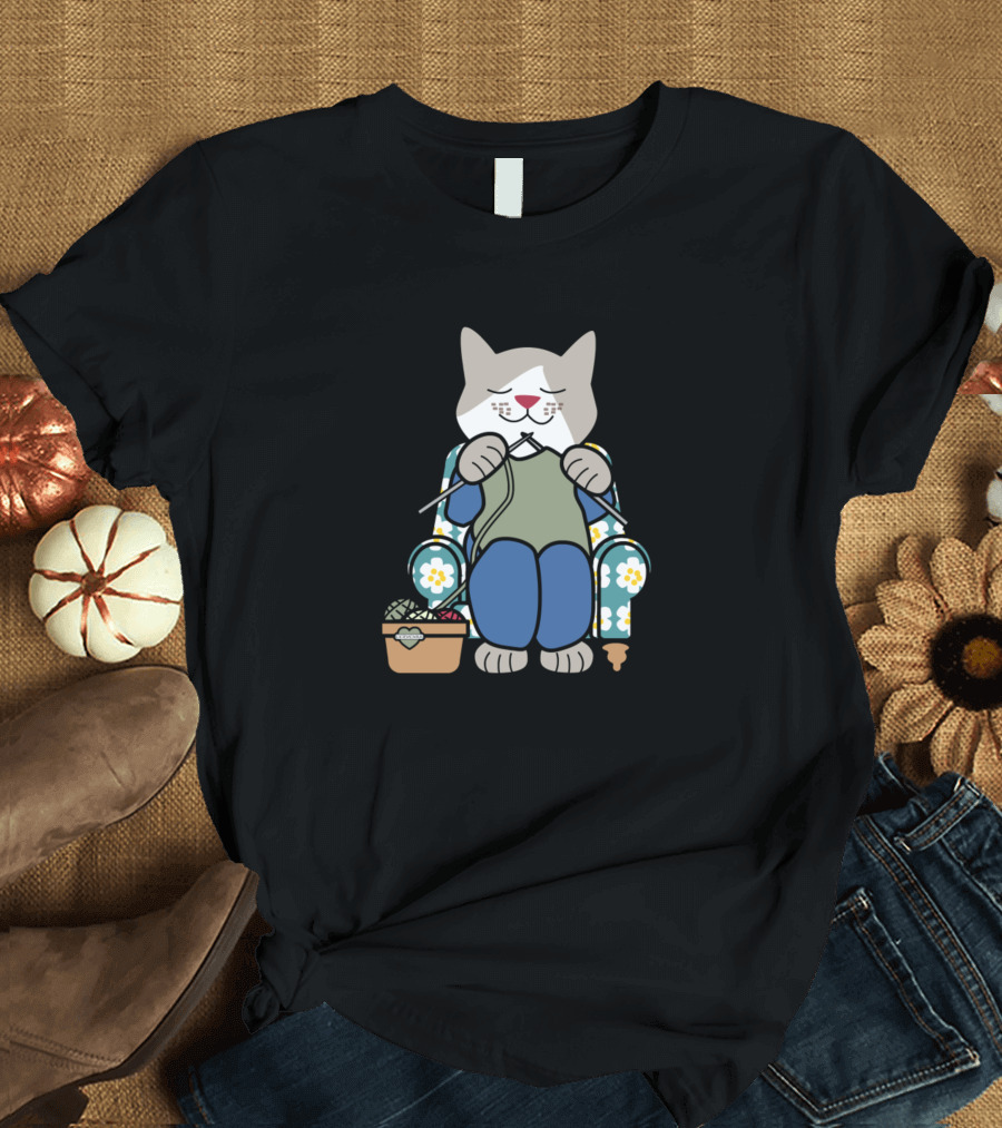 Cats Knit One Snooze Two Knitting Kitty Funny Cat T-Shirt