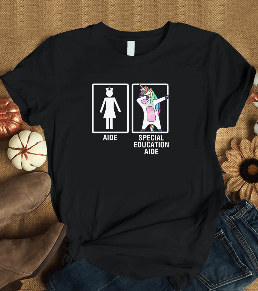 Aide Special Education Aide Dabbing Unicorn Funny Dab T-Shirt