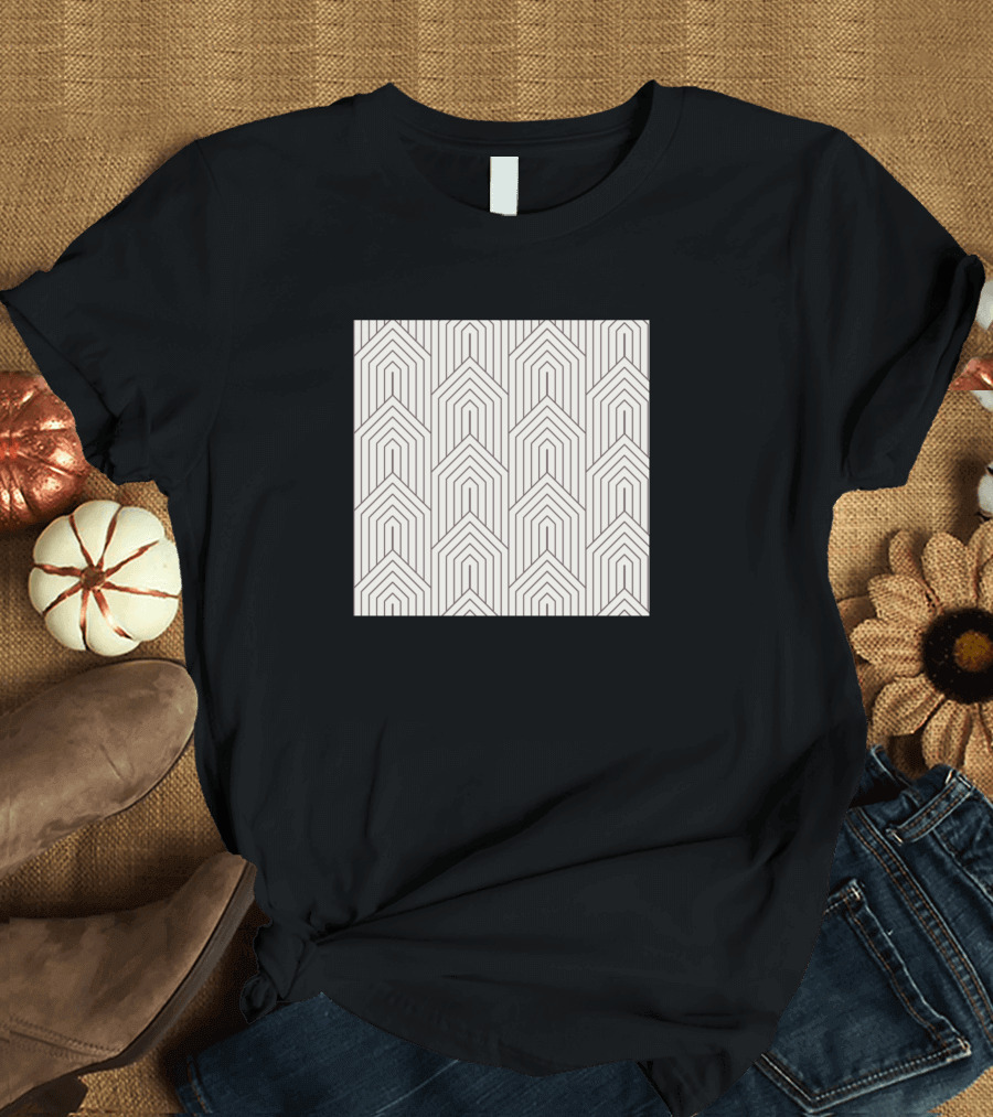 Ecru Mocha Brown Geometric Chevron Lines T-Shirt