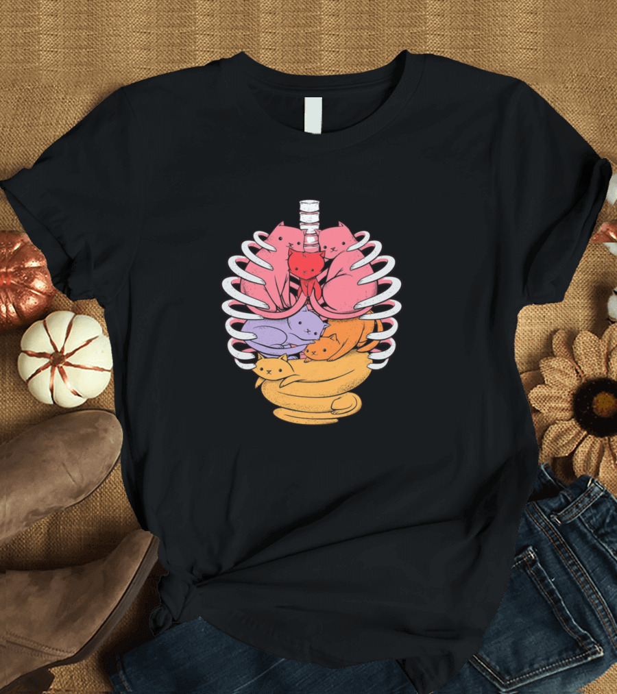 Organs Made Out Of Cats Vibrant Ribcage Anatomy T-Shirt