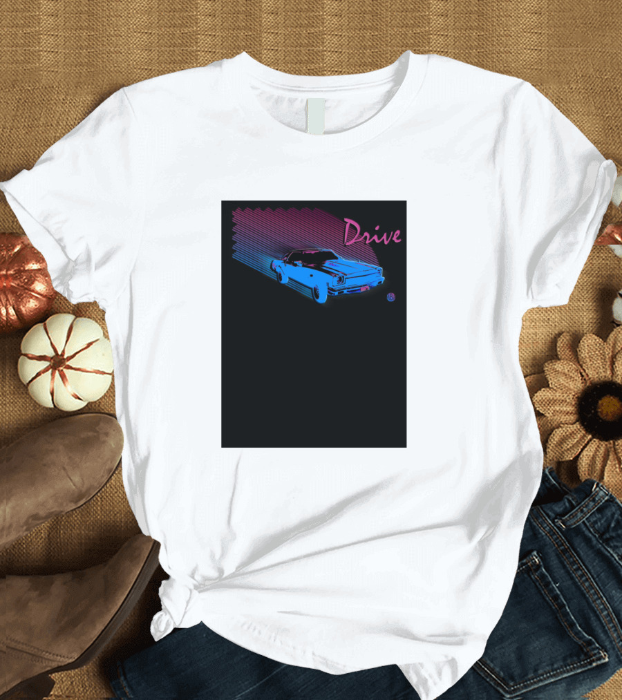 Drive Retro Neon Car Aesthetic T-Shirt