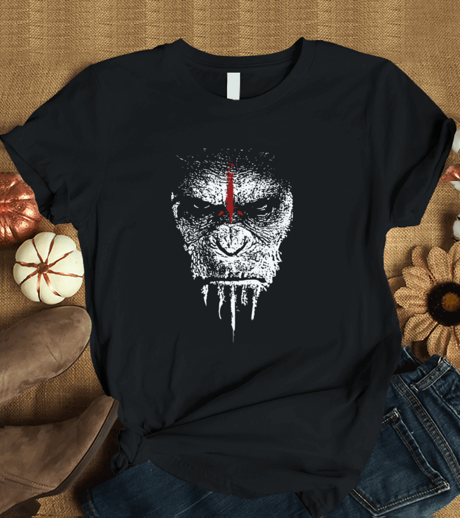 Gorilla War Is Coming Fierce Primal Face with Red Marking T-Shirt