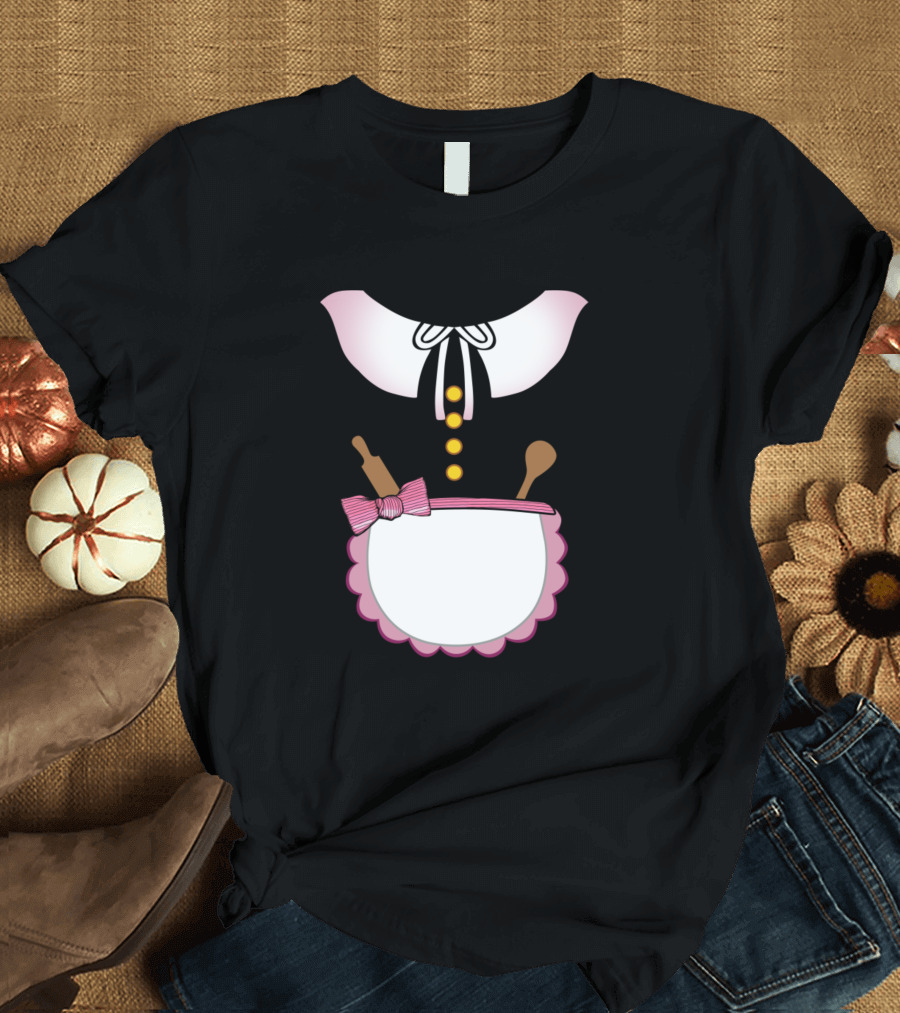 Pilgrim Costume Apron with Rolling Pin and Spoon T-Shirt