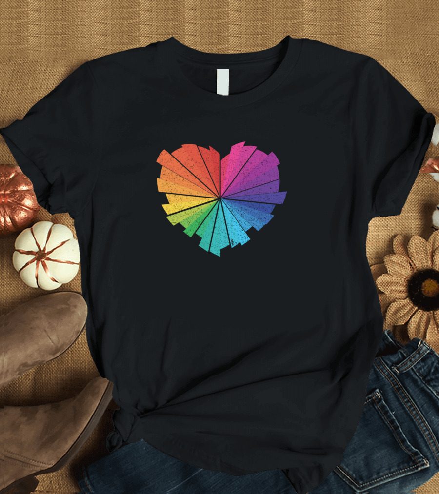 Rainbow Heart Spectrum Radiance Fanburst T-Shirt