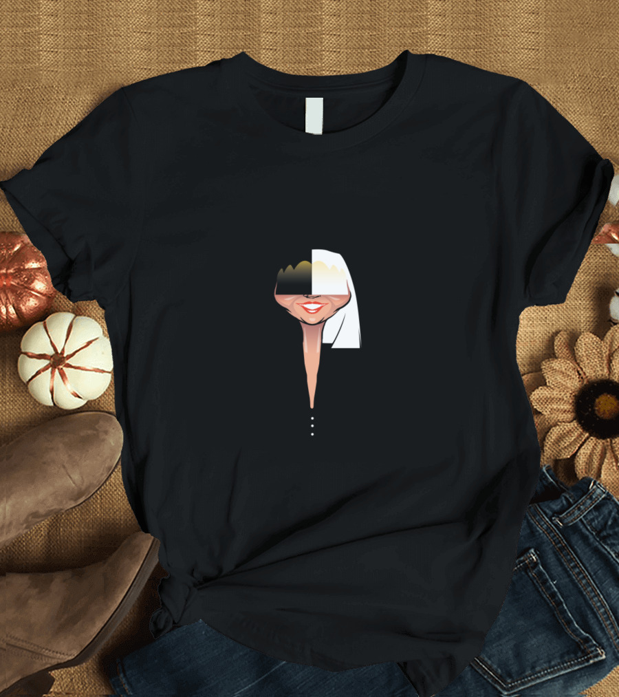 Sia Big Bow Black and White Hair Iconic Face T-Shirt