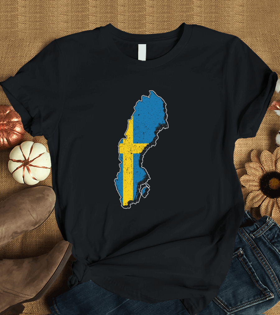 Sweden Swedish Map Vacation Travel Flag T-Shirt