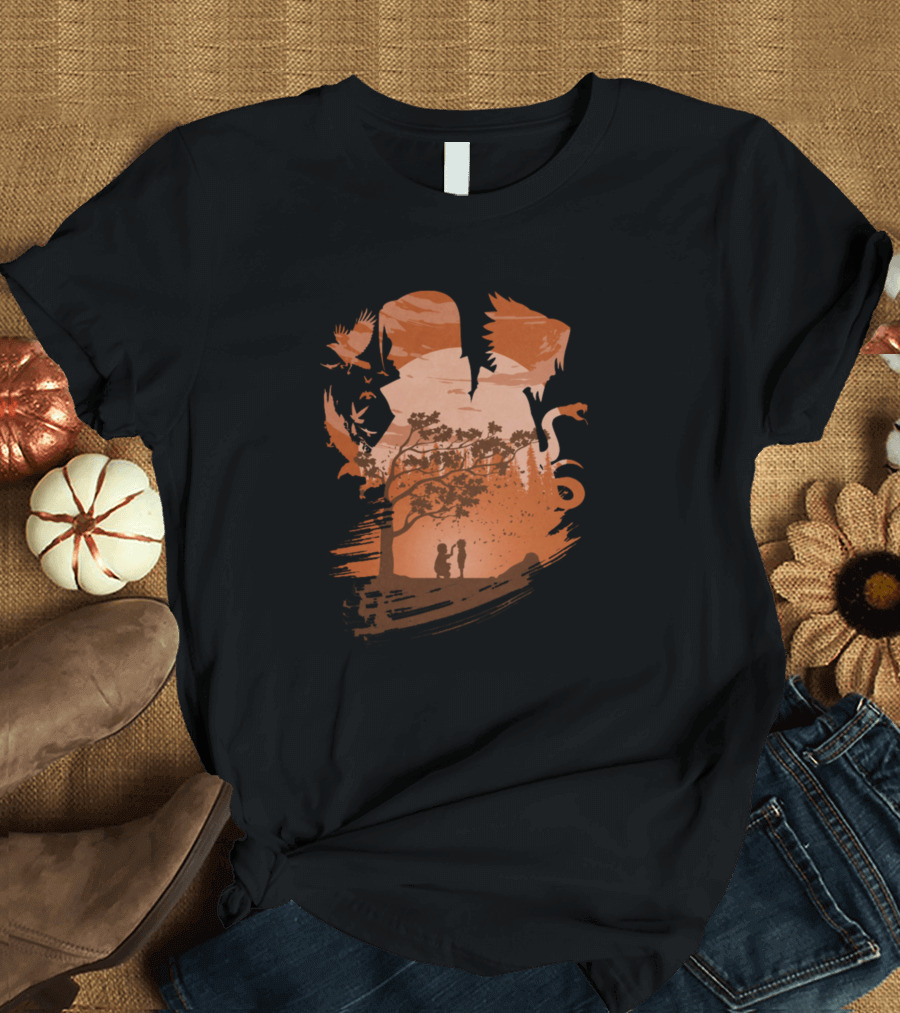Uchiha Clan Silhouette with Forest and Animal Elements T-Shirt
