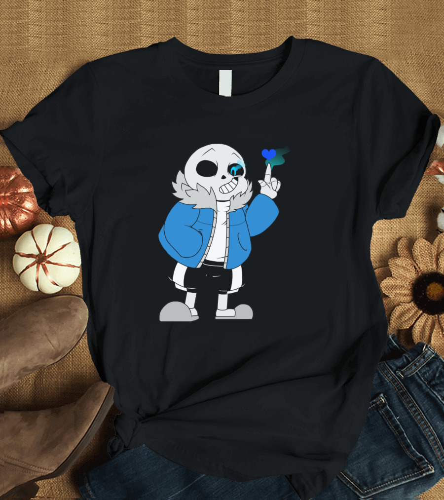 Undertale Sans Blue Heart Gaming Character T-Shirt