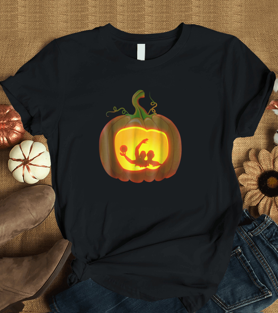 Water Polo Players in Pumpkin Carving T-Shirt