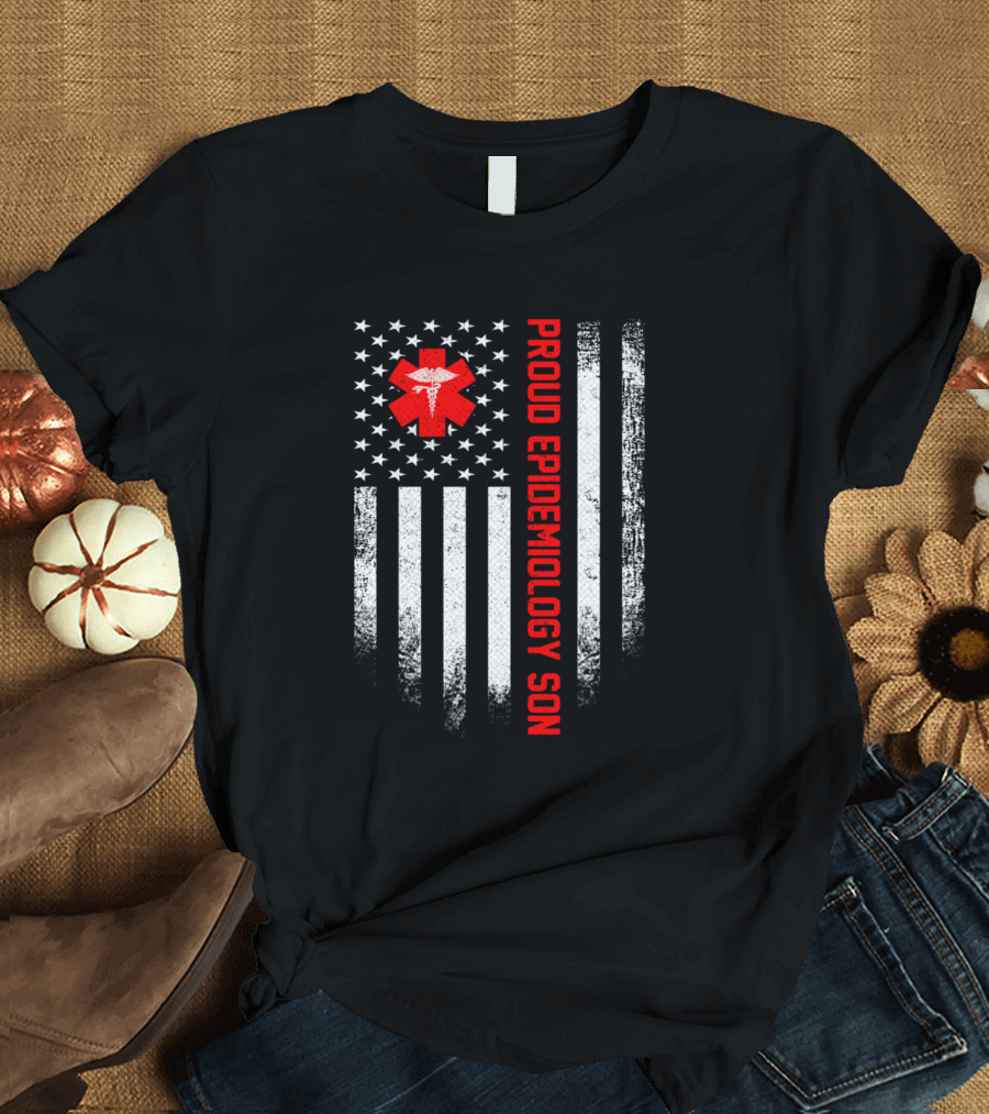 Proud Epidemiology Son Vintage USA American Flag T-Shirt