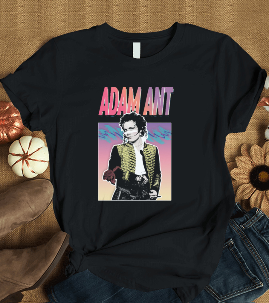 Adam Ant Vibrant Retro Style Portrait with Military Jacket T-Shirt