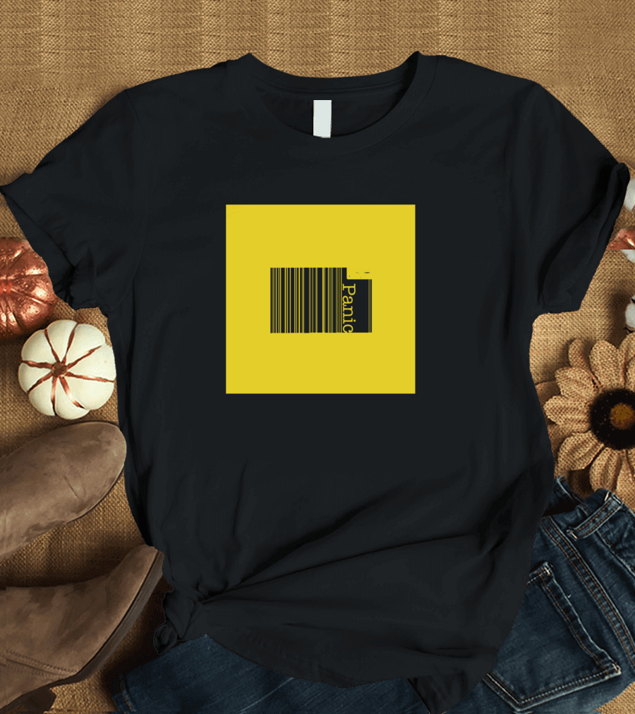 Don't Panic Barcode Yellow Square T-Shirt