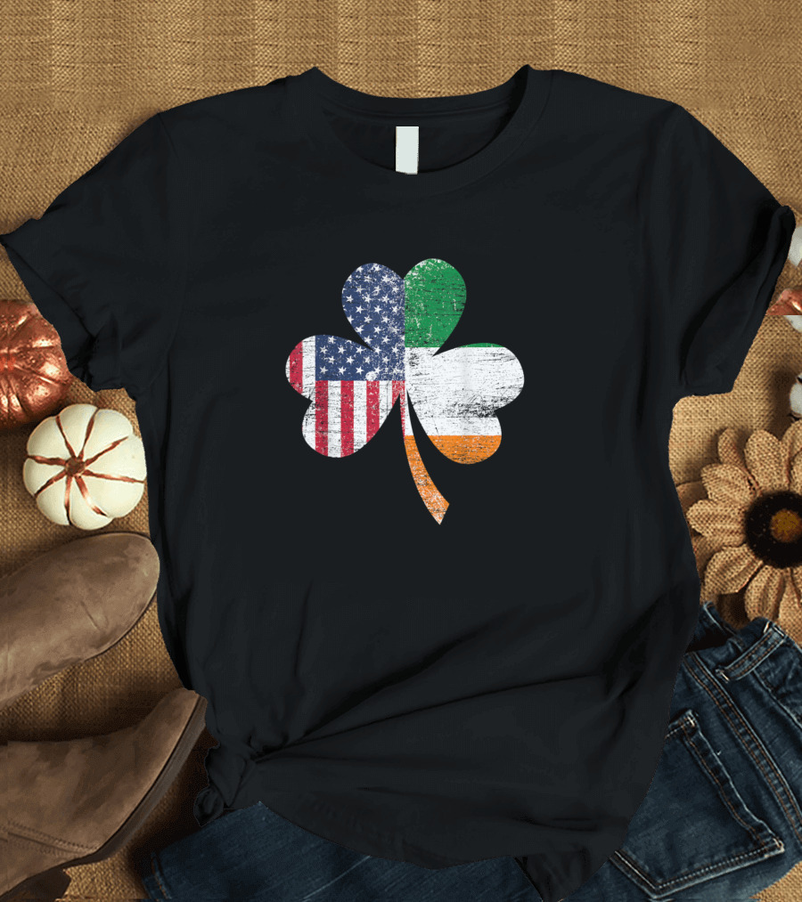 Irish American Shamrock Flag Ireland USA Pride T-Shirt