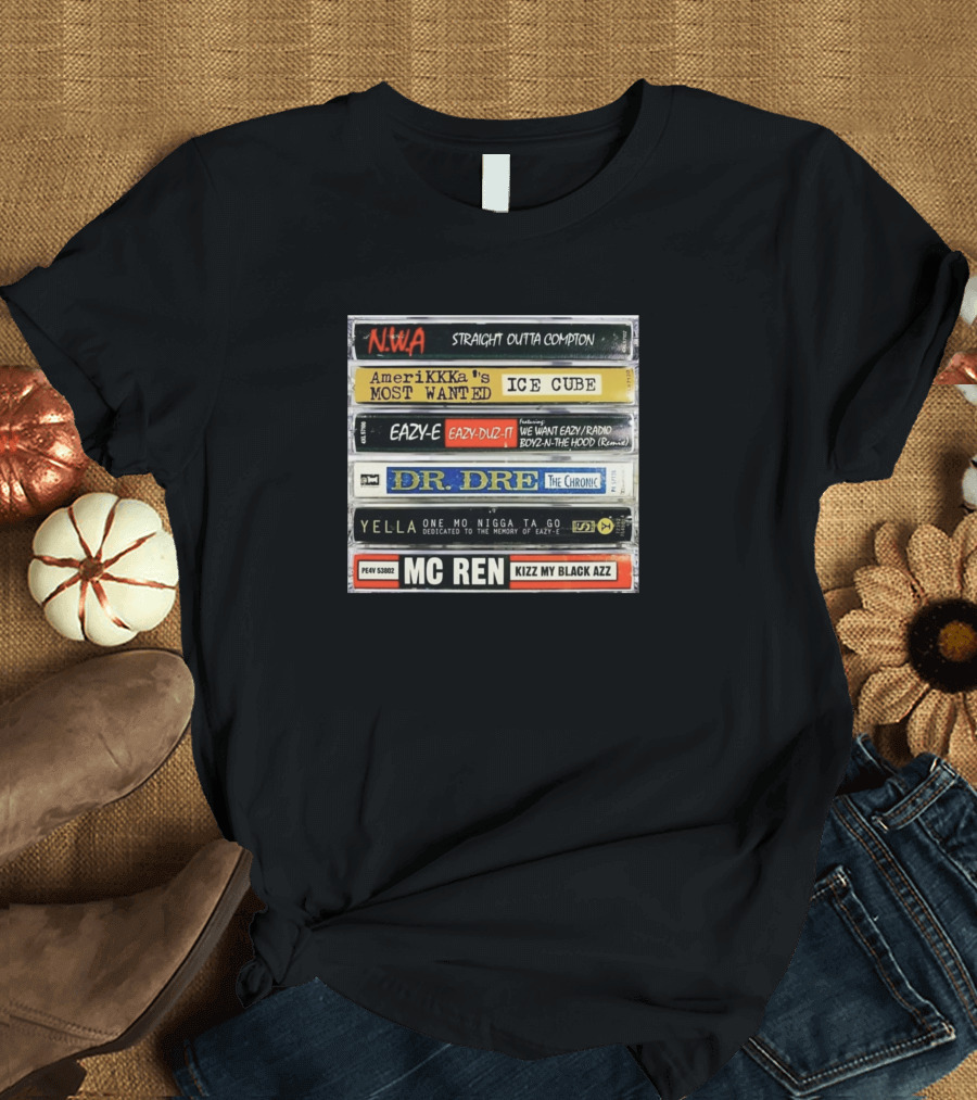 NWA Straight Outta Compton Ice Cube Dr. Dre The Chronic Eazy-E Yella MC Ren Cassette Tapes T-Shirt