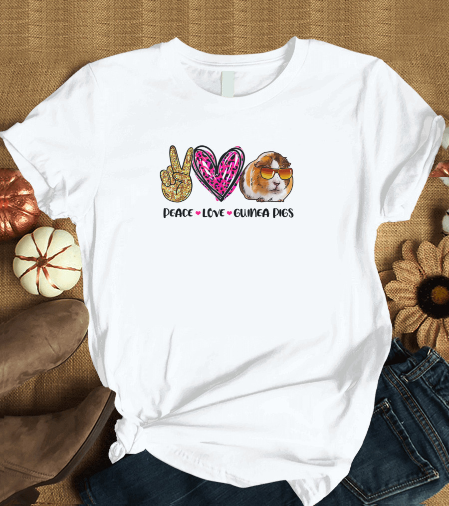 Peace Love Guinea Pigs Sunglasses Cool T-Shirt