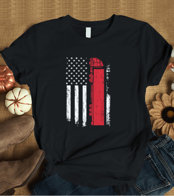 T-Shirt: American Flag Semi Truck Driver 18 Wheeler Truck Symbolic T-Shirt American Flag Semi Truck Driver 18 Wheeler Truck Symbolic T-Shirt