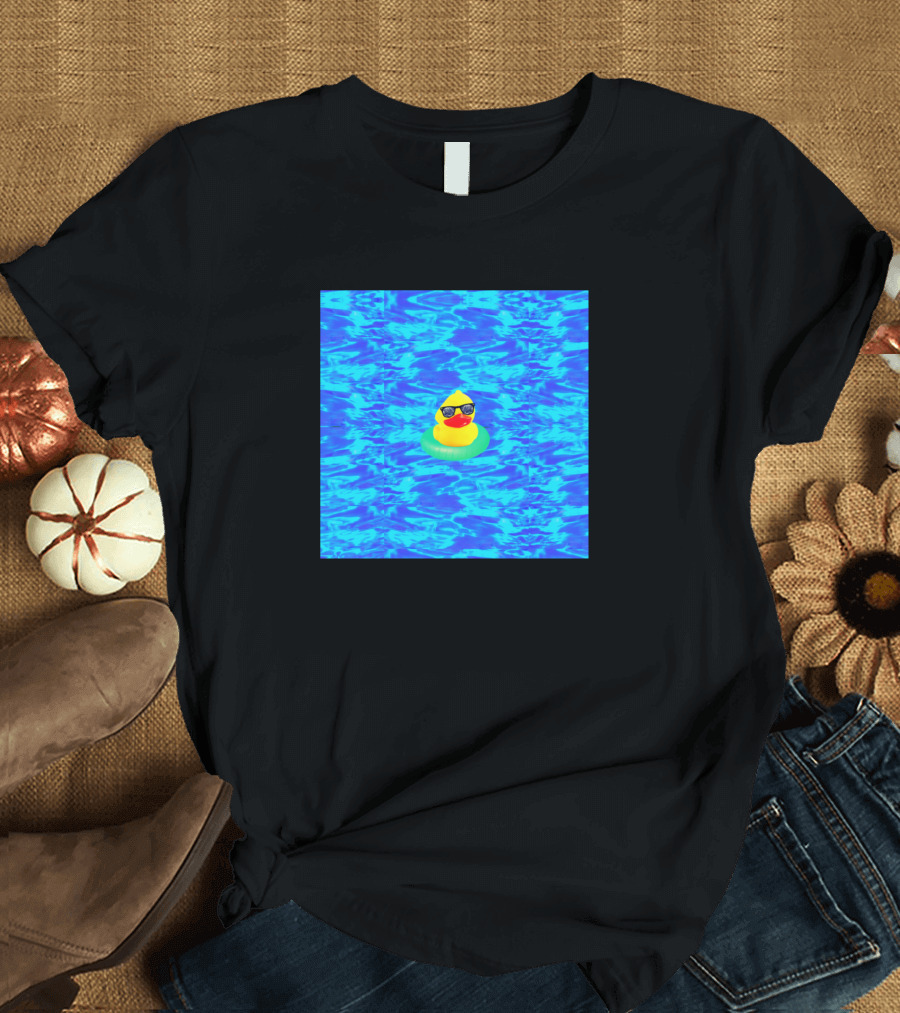 Duck Floating in Blue Pool with Sunglasses T-Shirt