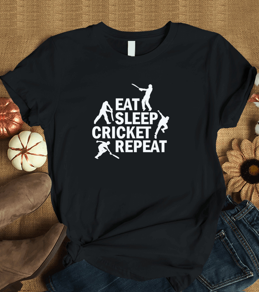 Eat Sleep Cricket Repeat Batting T-Shirt