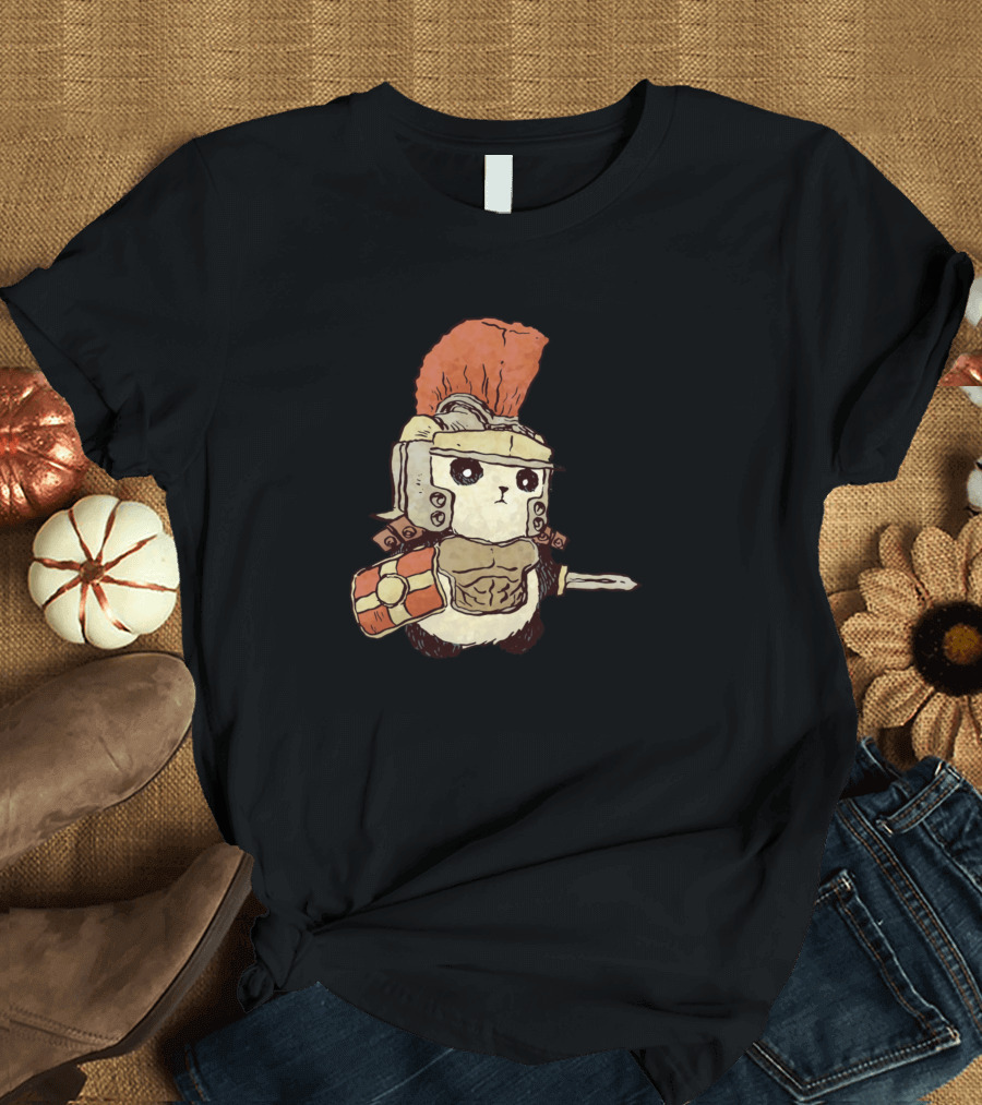 Gladiator Panda Roman Helmet Shield Sword Cute Warrior T-Shirt