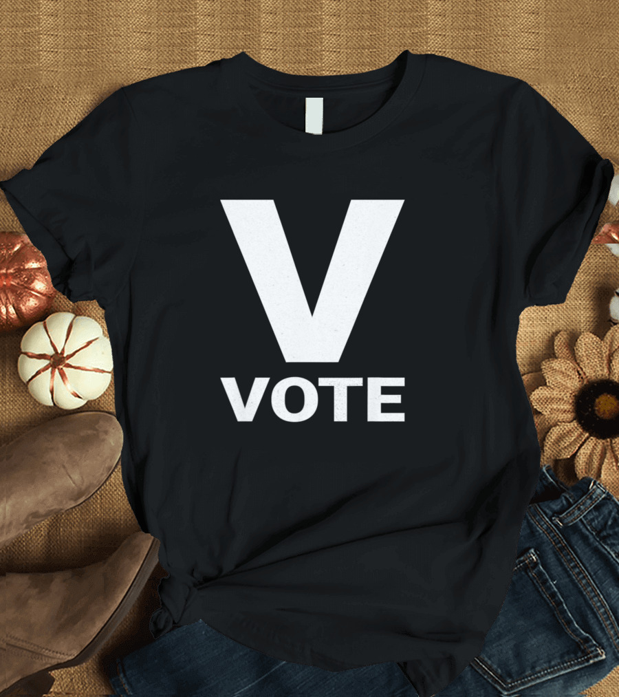 Vote Inspire Motivational V Text T-Shirt