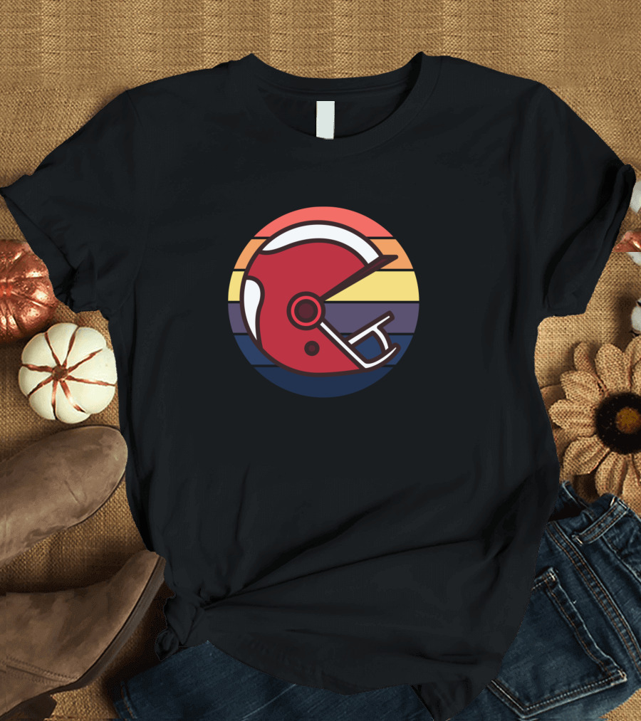 Retro Striped Red Football Helmet T-Shirt