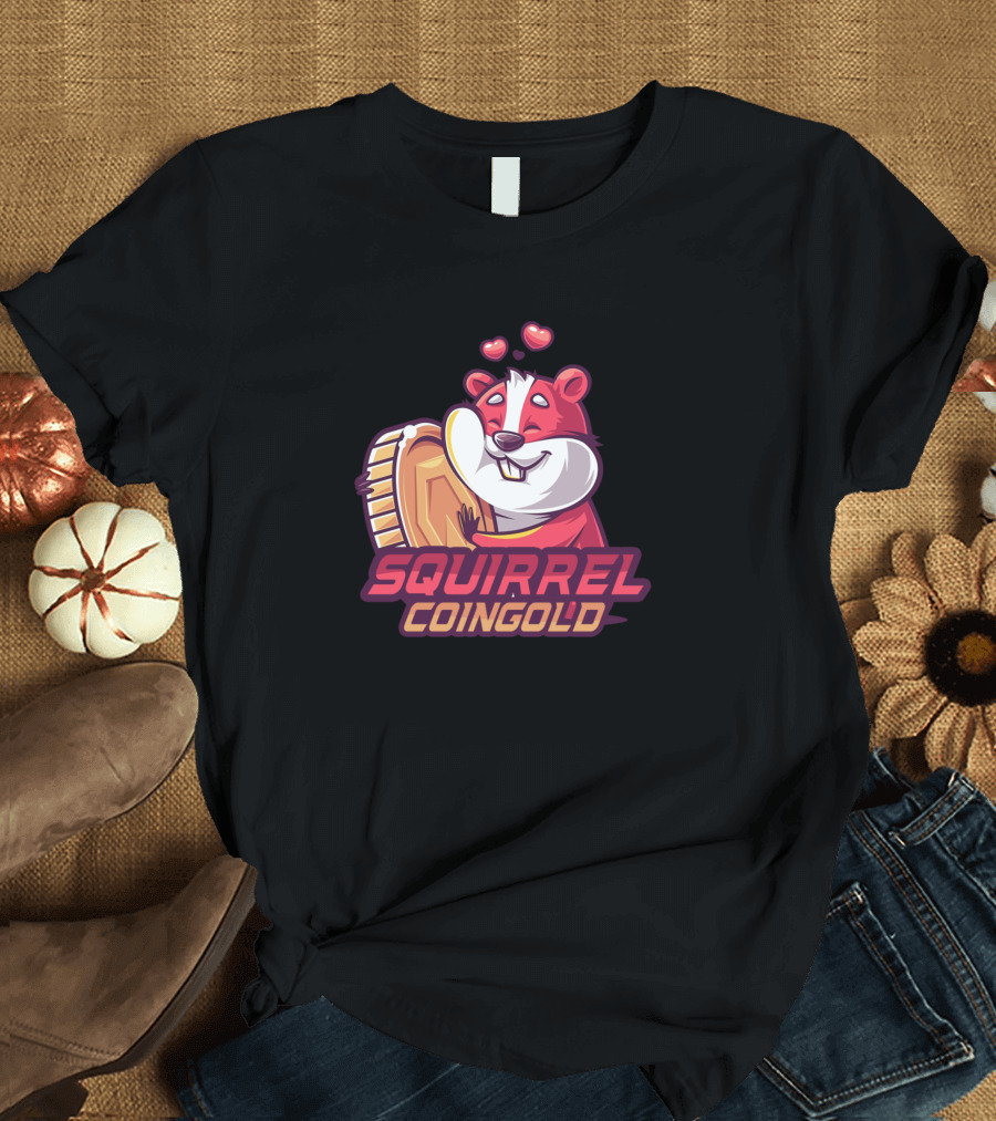 Squirrel Love Coingold Hearts Hugging Coin T-Shirt