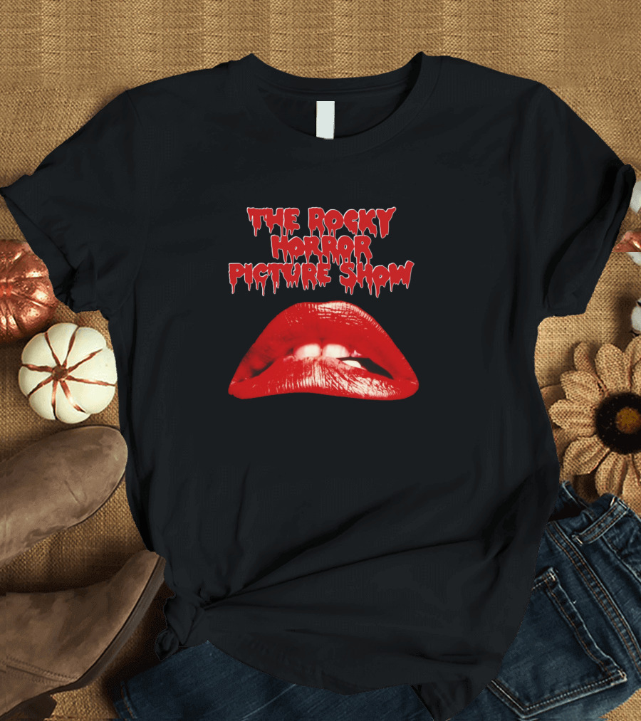 The Rocky Horror Picture Show Lips Iconic Red Dripping Text T-Shirt