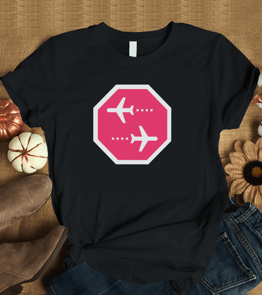 Flying Planes in Pink Stop Sign T-Shirt