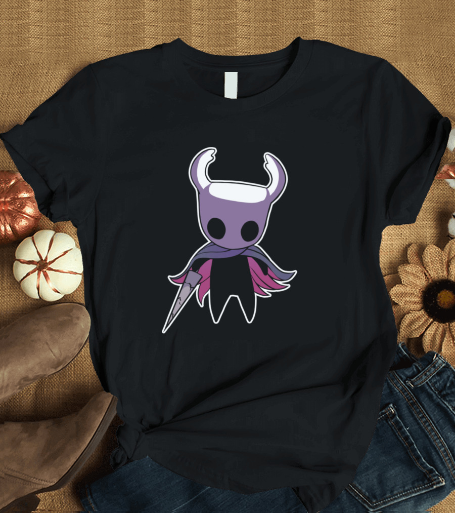 Hollow Knight Sealed Vessel Character with Cloak and Nail T-Shirt