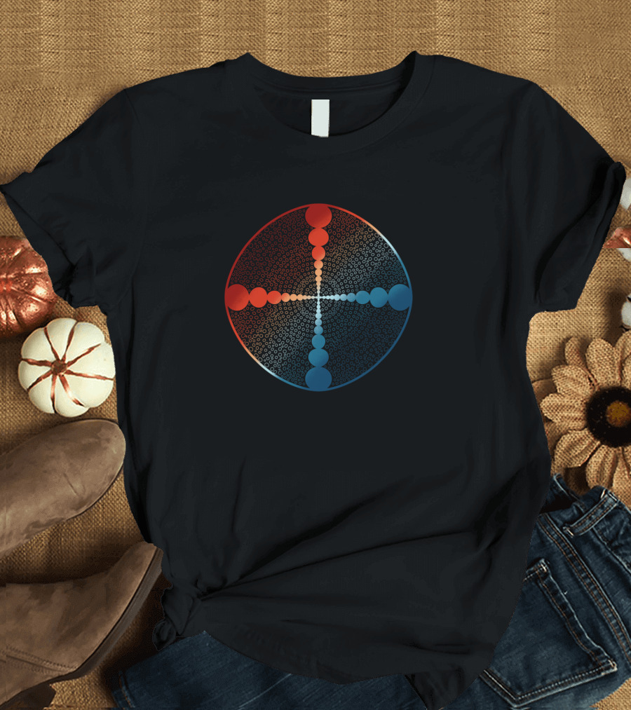 Retro Circle Mandala Psychedelic Geometric Dot Gradient T-Shirt