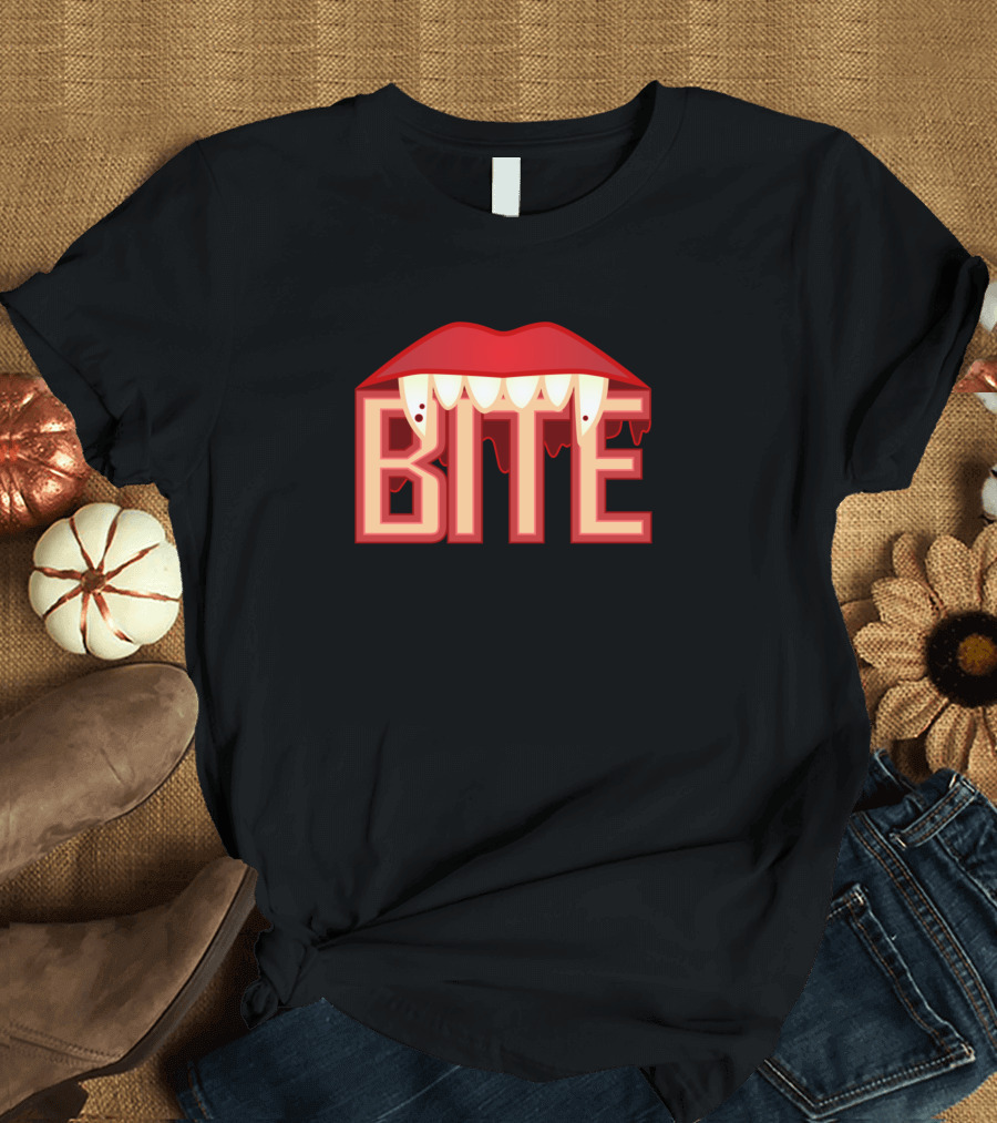 Bite Vampire Fangs Red Lips T-Shirt