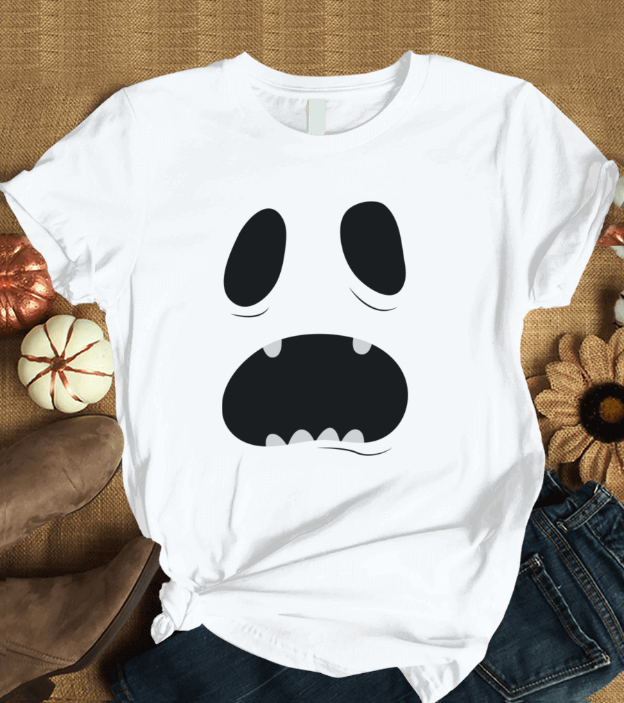 Ghost Face Expression with Black Eyes and Jagged Mouth T-Shirt
