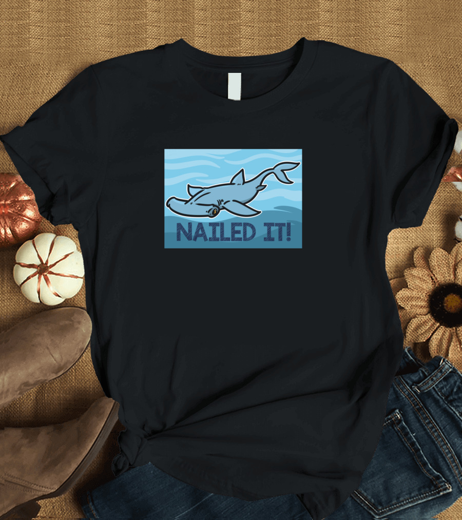 Hammer Shark Nailed It Ocean Waves T-Shirt
